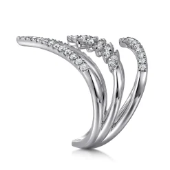 Sale Gabriel & Co. 14K White Gold Diamond Triple Row Chevron Ladies Ring