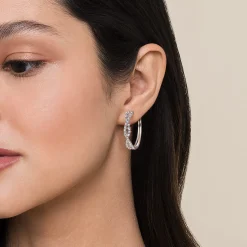 Online Gabriel & Co. 14K White Gold Diamond Twisted Intricate Hoop Earrings