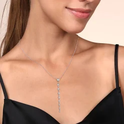 Gabriel & Co. 14K White Gold Diamond Vertical Bar Necklace