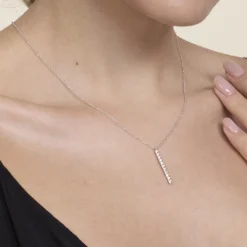 Outlet Gabriel & Co. 14K White Gold Diamond Vertical Bar Y Pendant Necklace
