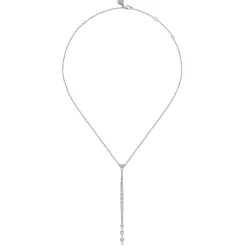 New Gabriel & Co. 18K White Gold Diamond Vertical Bar Pendant Necklace