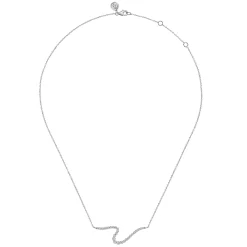 Clearance Gabriel & Co. 14K White Gold Diamond Wave Bar Necklace