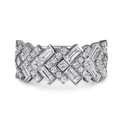 Hot Gabriel & Co. 14K White Gold Diamond Wide Band Ring