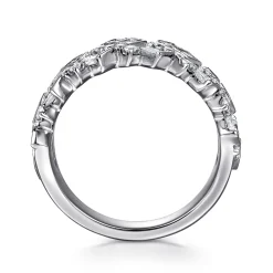 Hot Gabriel & Co. 14K White Gold Diamond Wide Band Ring