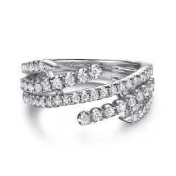 New Gabriel & Co. 14K White Gold Diamond Wide Bypass Band Ring