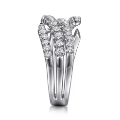 New Gabriel & Co. 14K White Gold Diamond Wide Bypass Band Ring