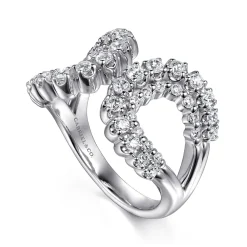 New Gabriel & Co. 14K White Gold Diamond Wide Open Band Ring