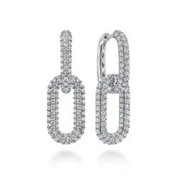 New Gabriel & Co. 18K White Gold Diamon Pave Link Drop Earrings