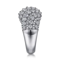Sale Gabriel & Co. 18K White Gold Domed Diamond Wide Band Ring