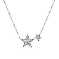 Online Gabriel & Co. 14K White Gold Double Pave Diamond Star Necklace