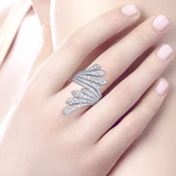 Online Gabriel & Co. 18K White Gold Dramatic Wide Band Diamond Fan Ring
