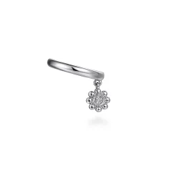 Clearance Gabriel & Co. 14K White Gold Ear Cuff With Hanging Bujukan Ball and Diamond Cluster