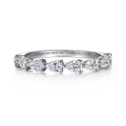 Gabriel & Co. 14K White Gold East West Prong Set Pear Shape Diamond Anniversary Band - 0.64 ct