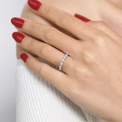 Gabriel & Co. 14K White Gold East West Prong Set Pear Shape Diamond Anniversary Band - 0.64 ct