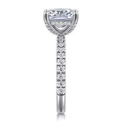 Sale Gabriel & Co. 14K White Gold Elongated Cushion Cut Diamond Engagement Ring