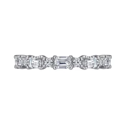 New Gabriel & Co. 14K White Gold Emerald Cut and Round Diamond Anniversary Band - 0.95 ct