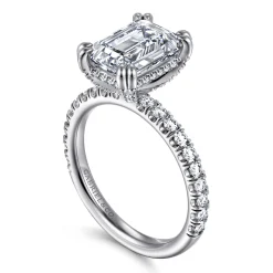 New Gabriel & Co. 14K White Gold Emerald Cut Diamond Engagement Ring