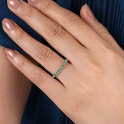 New Gabriel & Co. 14K White Gold Emerald Stackable Ring