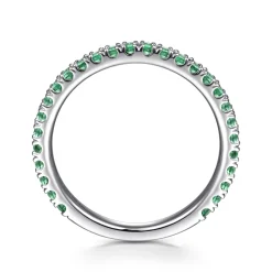 New Gabriel & Co. 14K White Gold Emerald Stackable Ring
