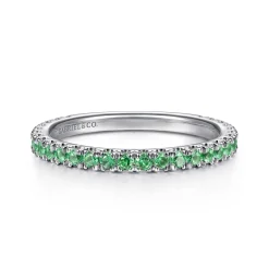 New Gabriel & Co. 14K White Gold Emerald Stackable Ring