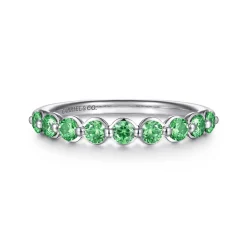 Best Gabriel & Co. 14K White Gold Emerald Stackable Ring