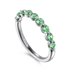 Best Gabriel & Co. 14K White Gold Emerald Stackable Ring