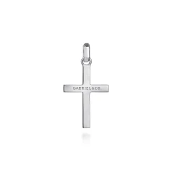 Clearance Gabriel & Co. 14K White Gold Faceted Cross Pendant