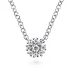 Sale Gabriel & Co. 14K White Gold Floral Diamond Pendant Necklace