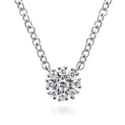 Sale Gabriel & Co. 14K White Gold Floral Diamond Pendant Necklace