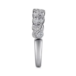 Online Gabriel & Co. 14K White Gold Floral Diamond Stackable Ring