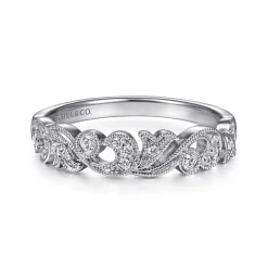 Online Gabriel & Co. 14K White Gold Floral Diamond Stackable Ring