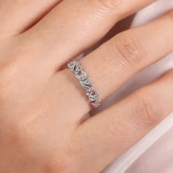 Online Gabriel & Co. 14K White Gold Floral Diamond Stackable Ring