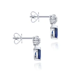 Sale Gabriel & Co. 14K White Gold Floral Diamond Stud Earrings with Pear Shaped Sapphire Drops