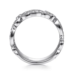 Discount Gabriel & Co. 14K White Gold Floral Inspired Diamond Stackable Ring