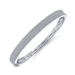 Hot Gabriel & Co. 14K White Gold Four Row Diamond Bangle
