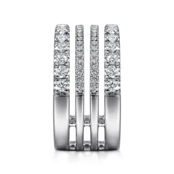 Gabriel & Co. 14K White Gold Four Row Diamond Ring
