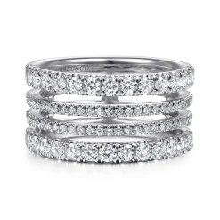Gabriel & Co. 14K White Gold Four Row Diamond Ring