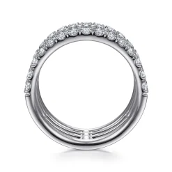 Gabriel & Co. 14K White Gold Four Row Diamond Ring