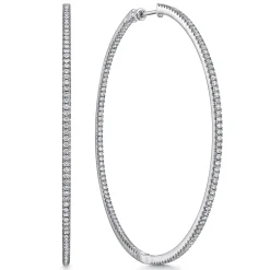 Hot Gabriel & Co. 14K White Gold French Pave 80mm Round Inside Out Diamond Hoop Earrings