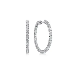 Discount Gabriel & Co. 14K White Gold French Pave 20mm Round Inside Out Diamond Hoop Earrings
