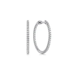 Sale Gabriel & Co. 14K White Gold French Pave 20mm Round Inside Out Diamond Hoop Earrings