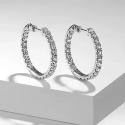 Gabriel & Co. 14K White Gold French Pave 20mm Round Inside Out Diamond Hoop Earrings
