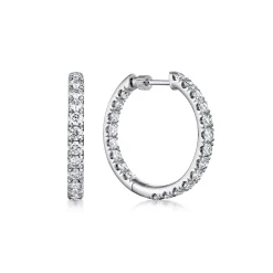 Gabriel & Co. 14K White Gold French Pave 20mm Round Inside Out Diamond Hoop Earrings