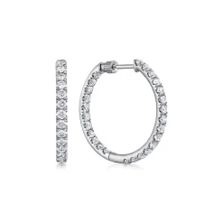 Discount Gabriel & Co. 14K White Gold French Pave 20mm Round Inside Out Diamond Hoop Earrings