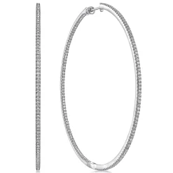 Outlet Gabriel & Co. 14K White Gold French Pave 80mm Round Inside Out Diamond Hoop Earrings