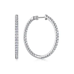 Hot Gabriel & Co. 14K White Gold French Pave 30mm Round Inside Out Diamond Hoop Earrings