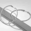 Discount Gabriel & Co. 14K White Gold French Pave 50mm Round Inside Out Diamond Hoop Earrings