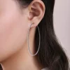 Clearance Gabriel & Co. 14K White Gold French Pave 80mm Round Inside Out Diamond Hoop Earrings