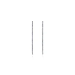 Clearance Gabriel & Co. 14K White Gold French Pave 50mm Round Inside Out Diamond Hoop Earrings