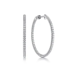 Gabriel & Co. 14K White Gold French Pave 30mm Round Inside Out Diamond Hoop Earrings